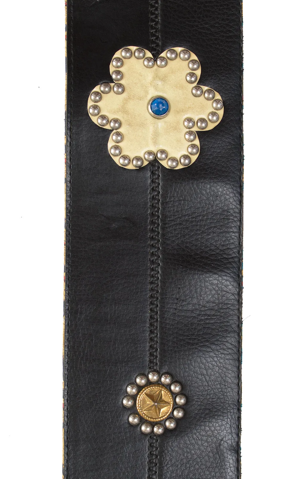 1960s 1970s Glow-in-the-Dark Flower Studded Motorcycle Belt | x-large