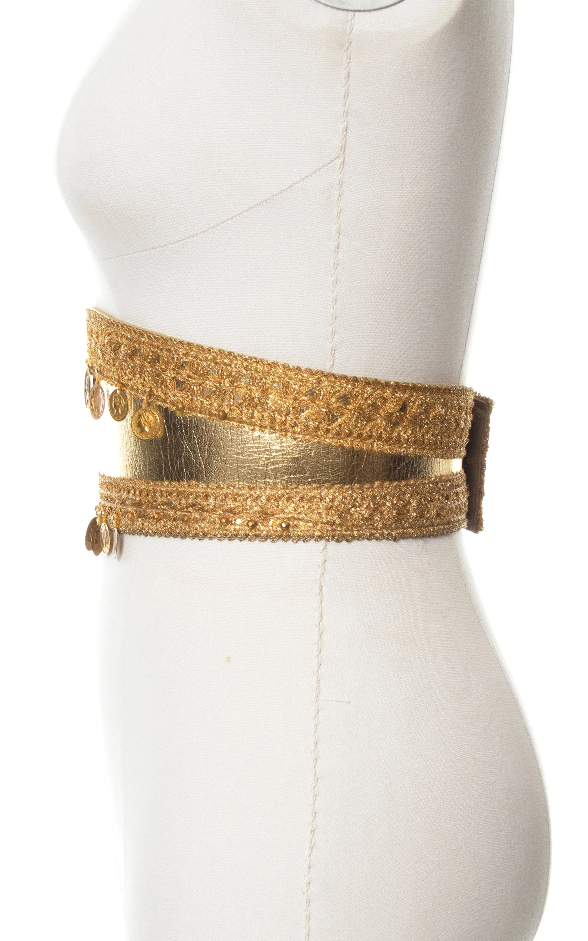 1960s 1970s Gold Cinch Belt with Coin Charms | small