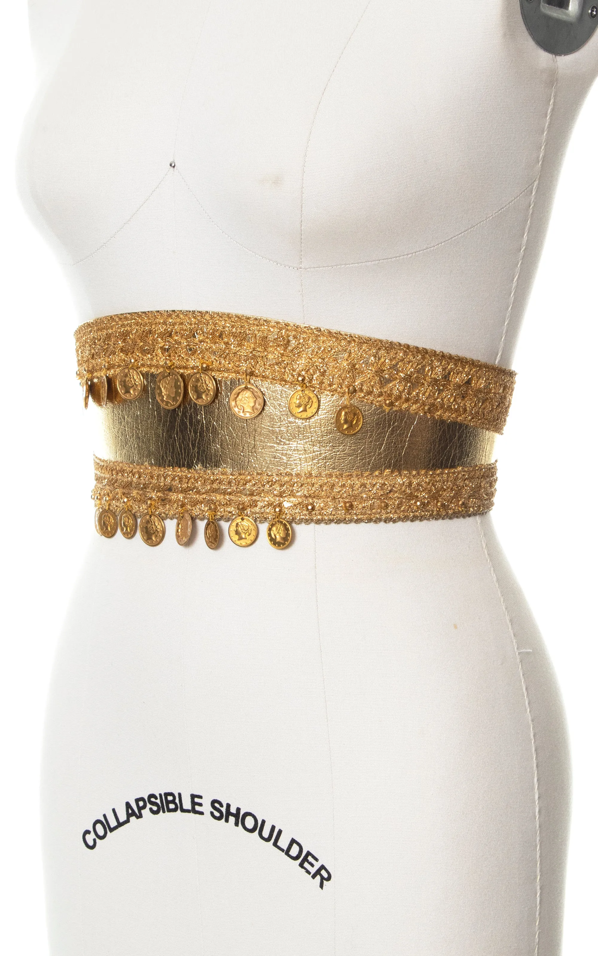 1960s 1970s Gold Cinch Belt with Coin Charms | small