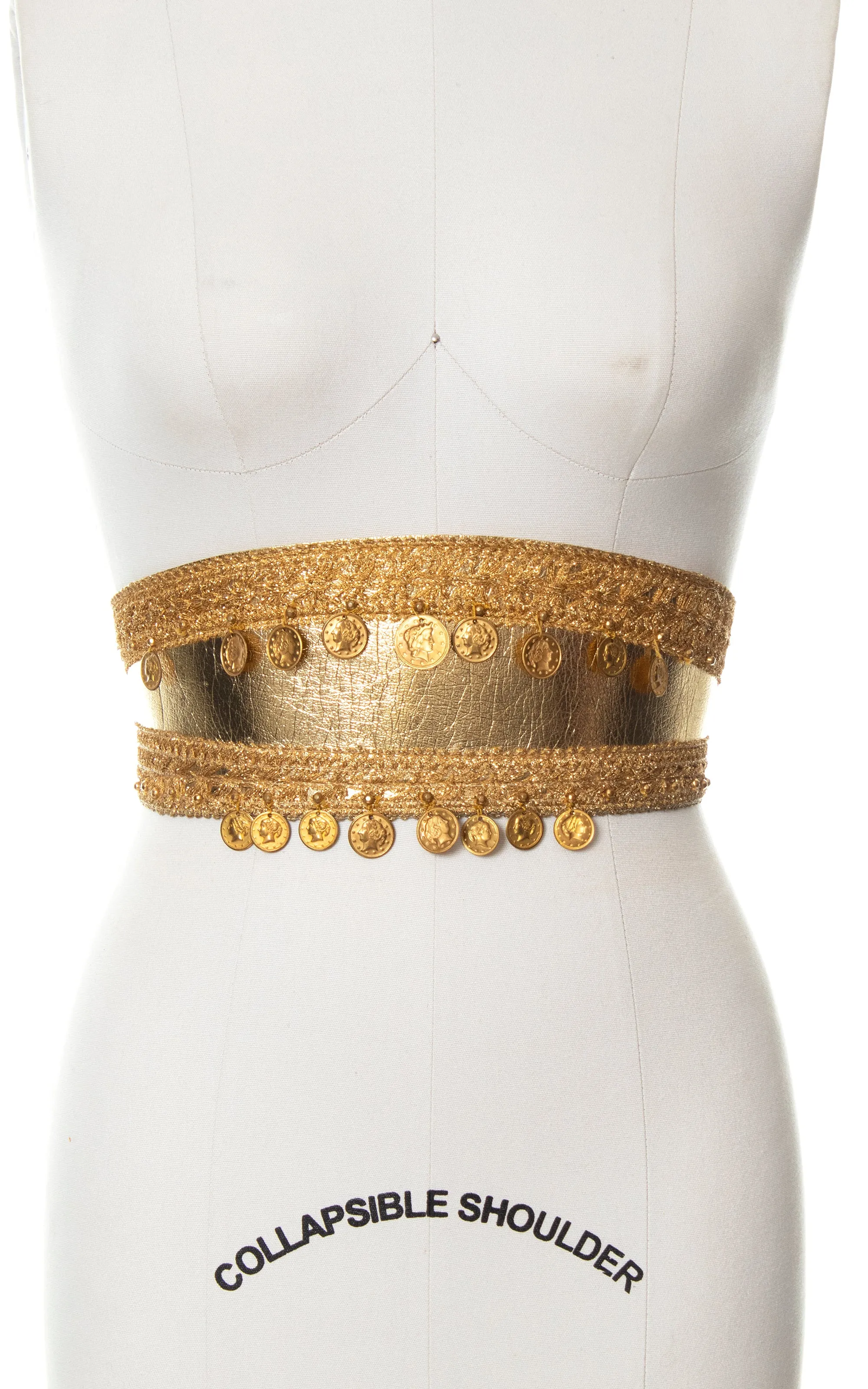 1960s 1970s Gold Cinch Belt with Coin Charms | small