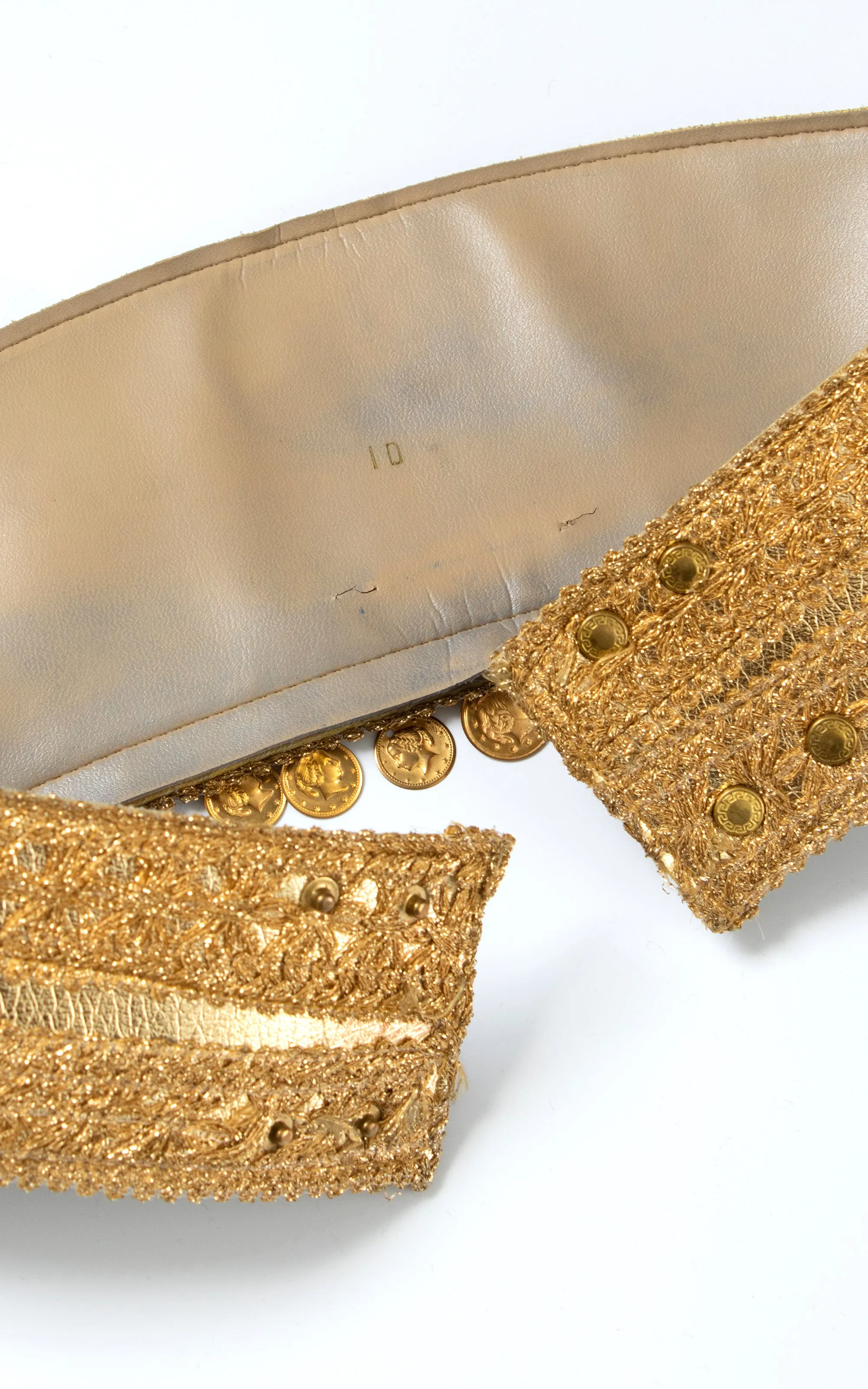 1960s 1970s Gold Cinch Belt with Coin Charms | small