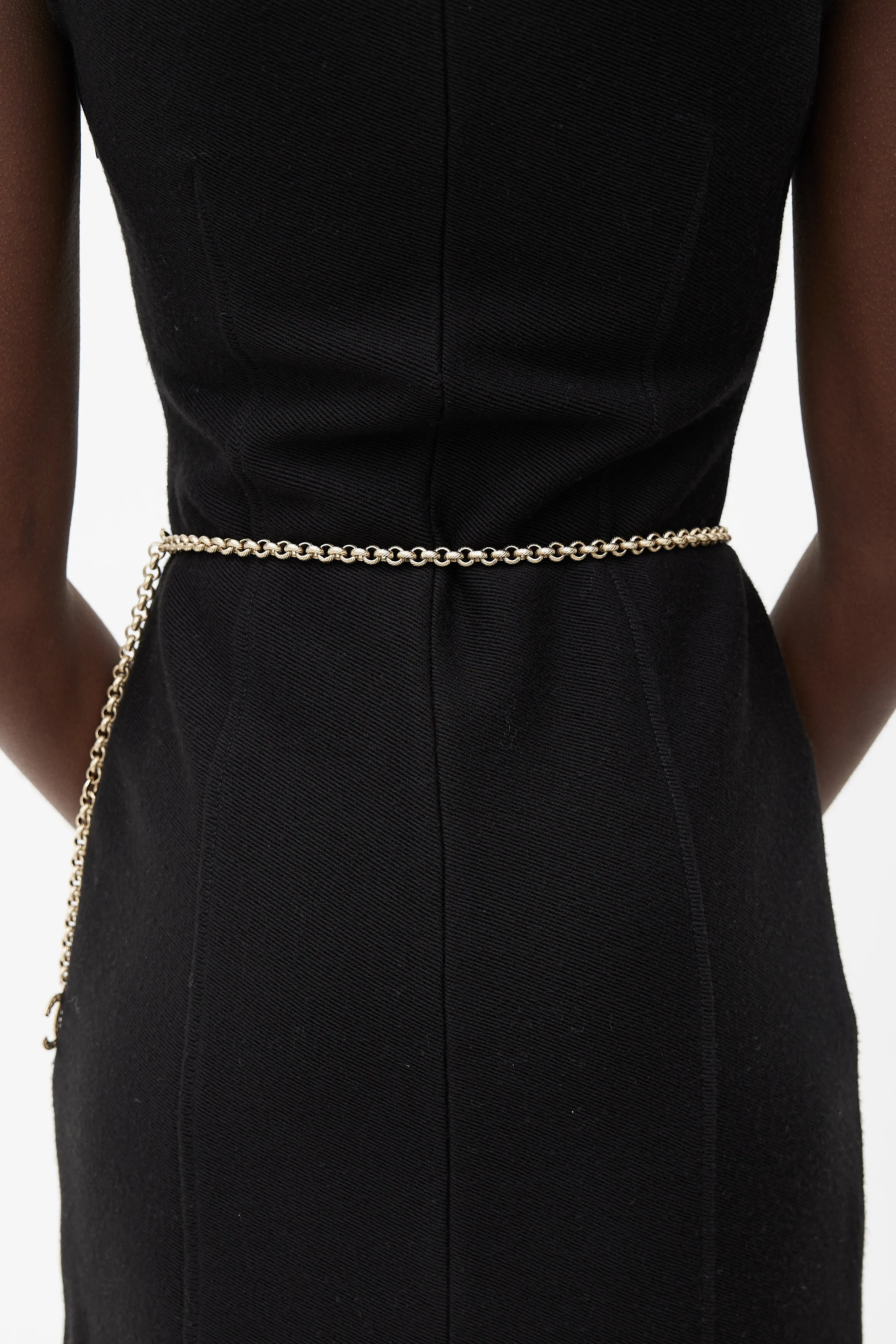 2019 Gold Tone & Crystal CC Logo Chain Belt