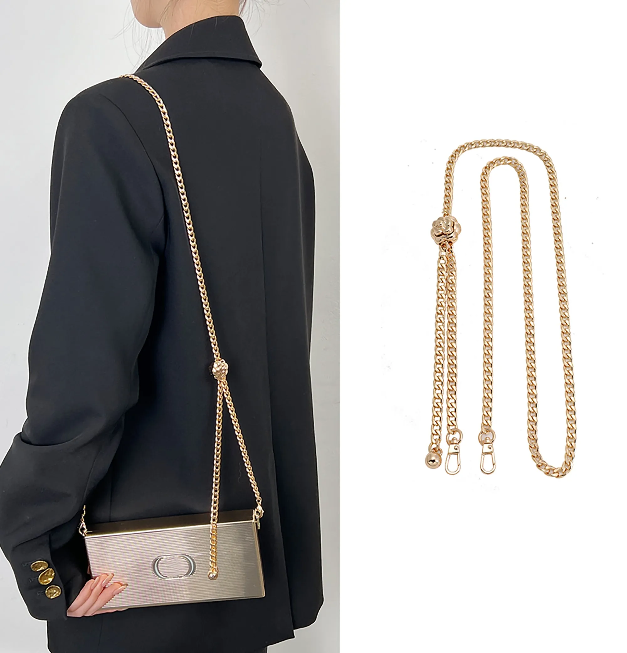 Adjustable bag chain accessory, small bag crossbody fine chain, metal bag strap shoulder strap transformation chain