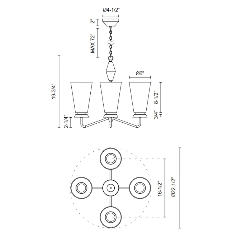 Alora Mood CH570423 Salem 4-lt 23" Chandelier