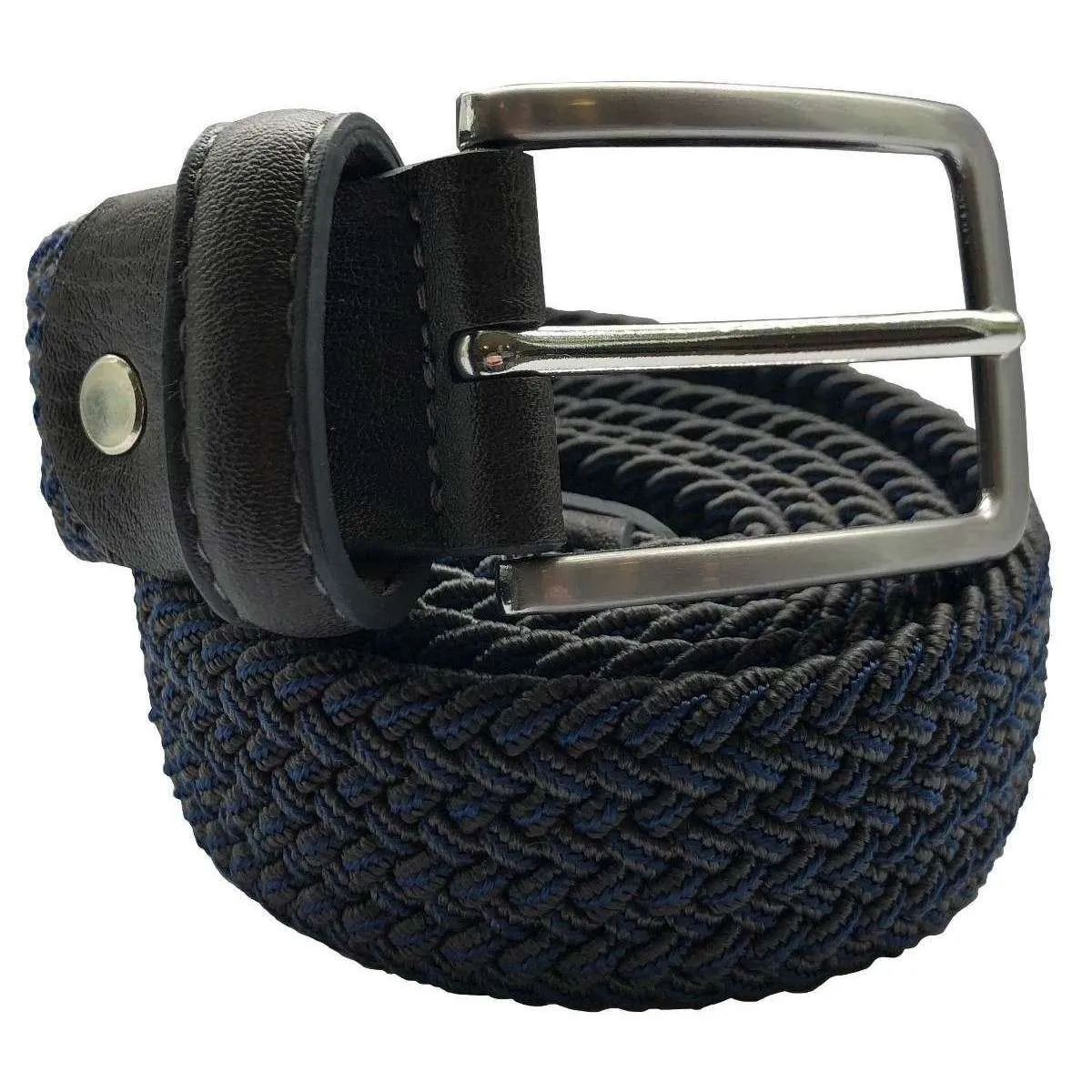 Bassin and Brown Chevron Stripe Woven Belt - Charcoal Grey/Blue