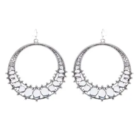 Beautiful Dazzling Crystal Rhinestone Open Circle Dangle Fashion Earrings Silver