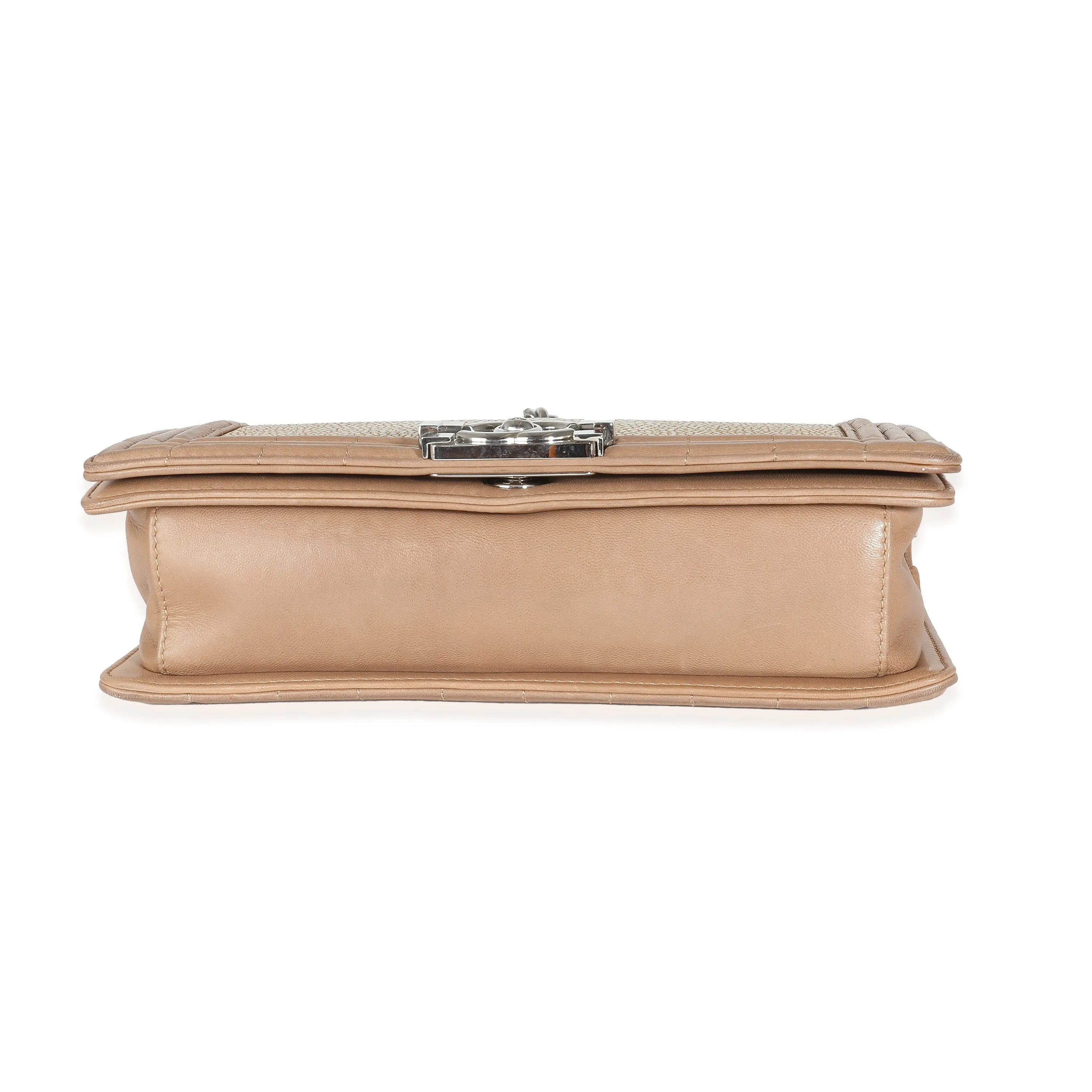 Beige Galuchat Stingray Lambskin Medium Boy Bag