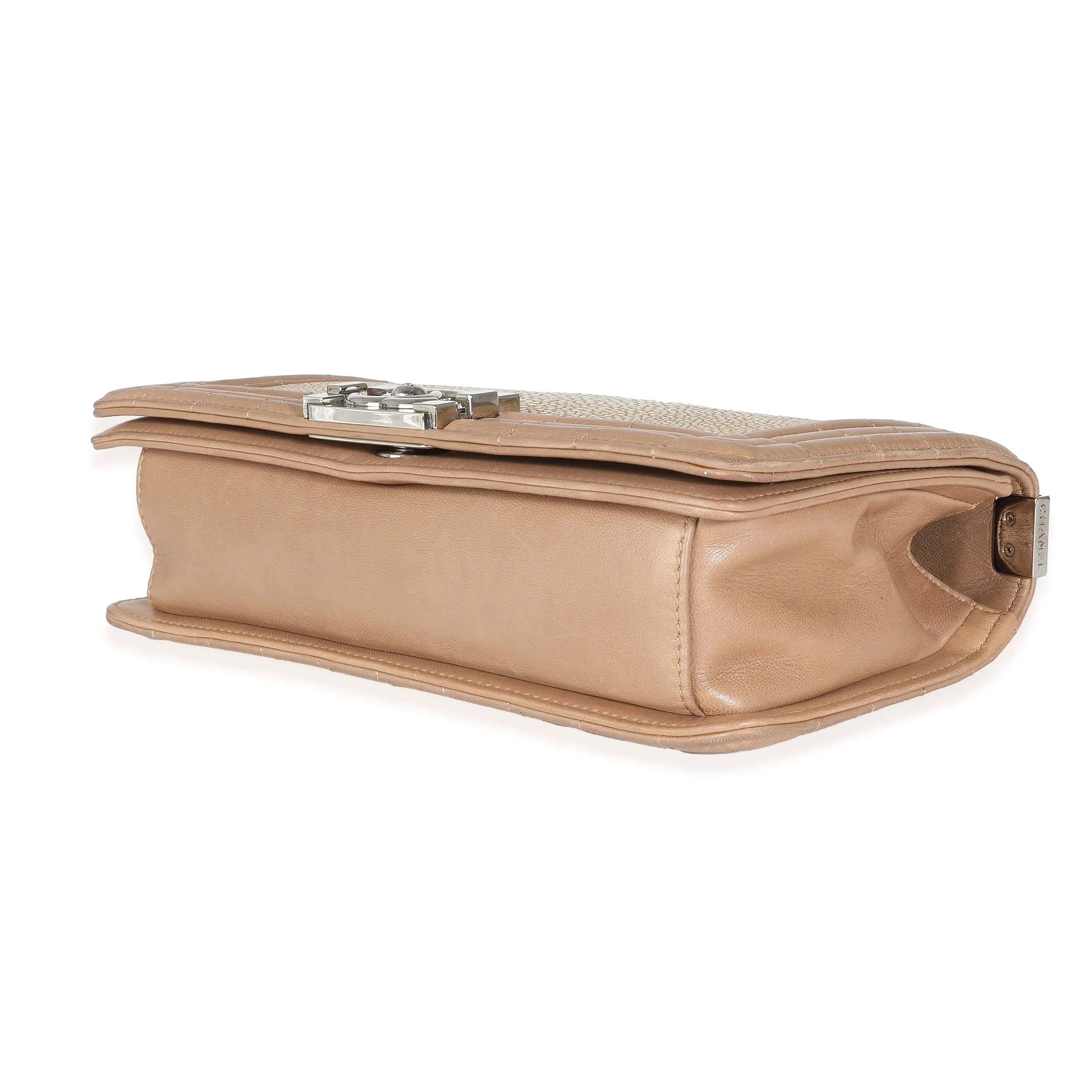 Beige Galuchat Stingray Lambskin Medium Boy Bag