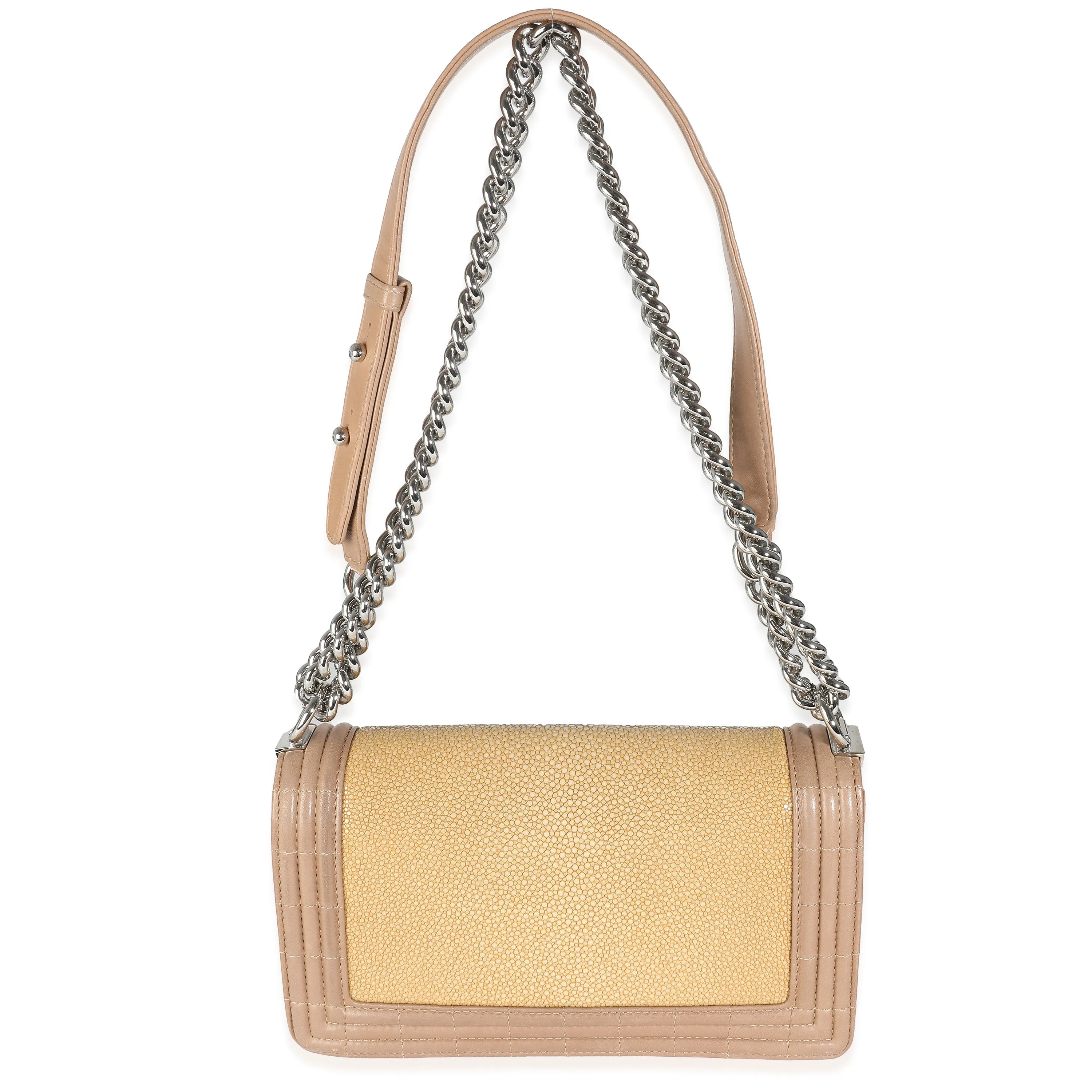 Beige Galuchat Stingray Lambskin Medium Boy Bag