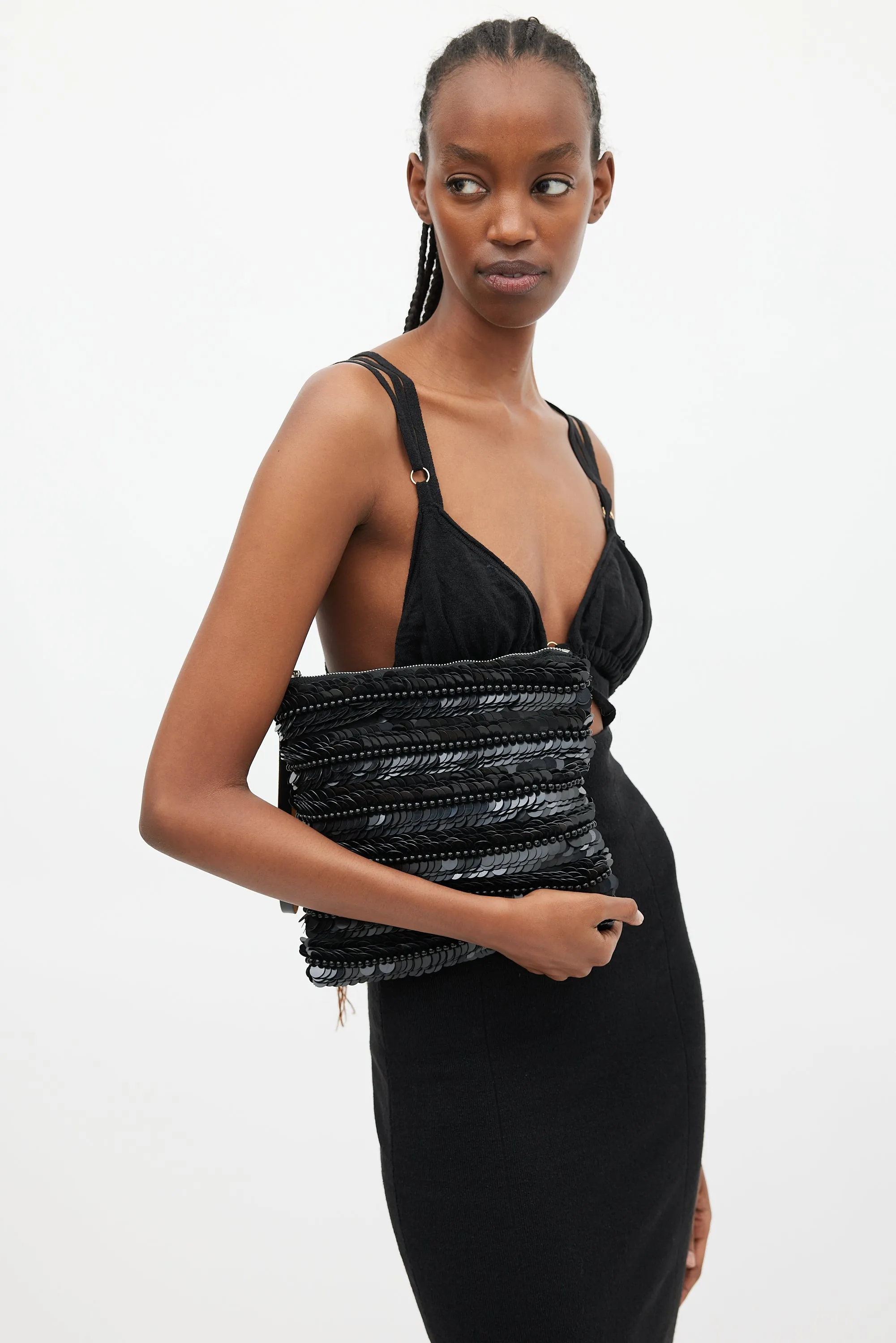Black Paillette Embellished Clutch