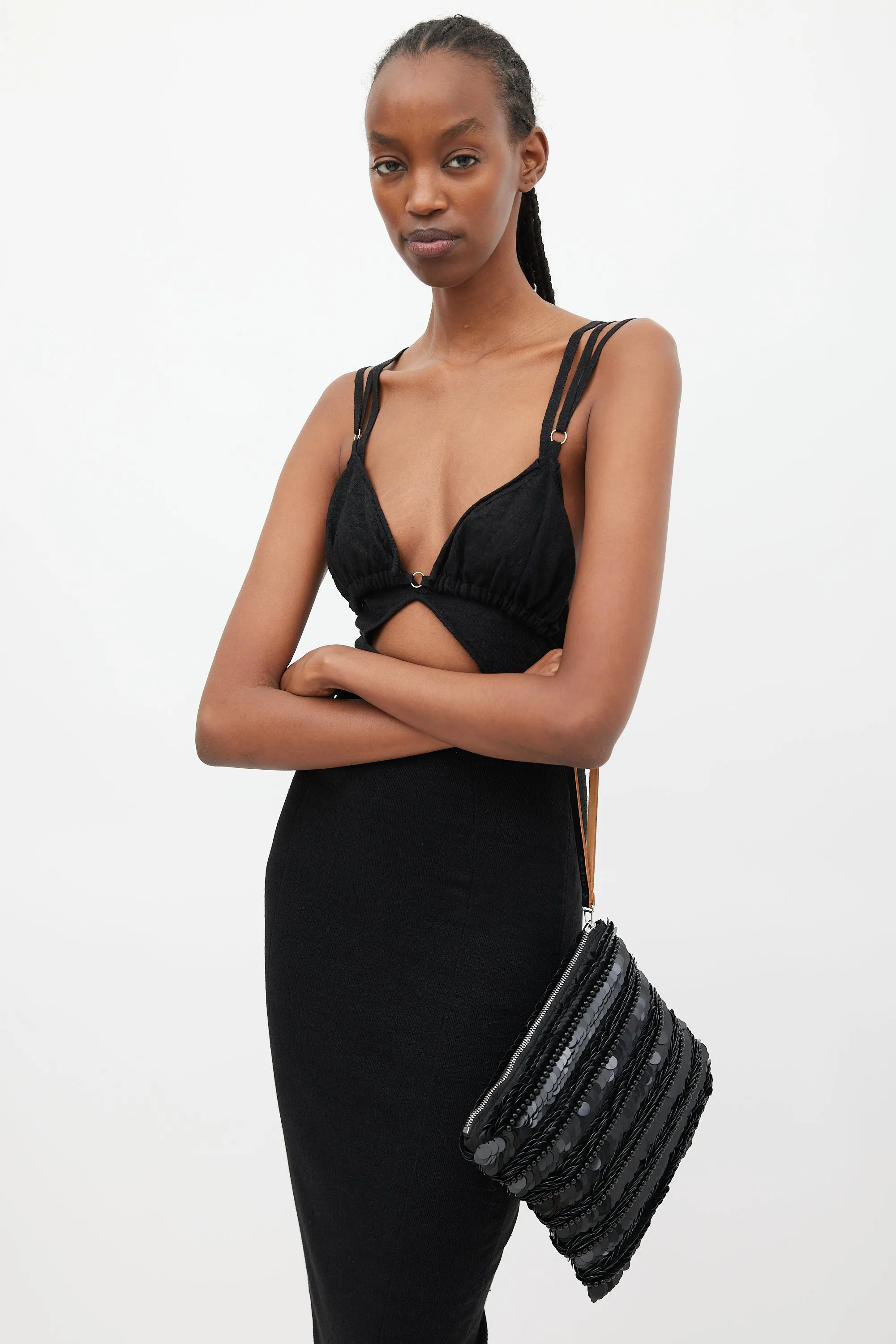 Black Paillette Embellished Clutch