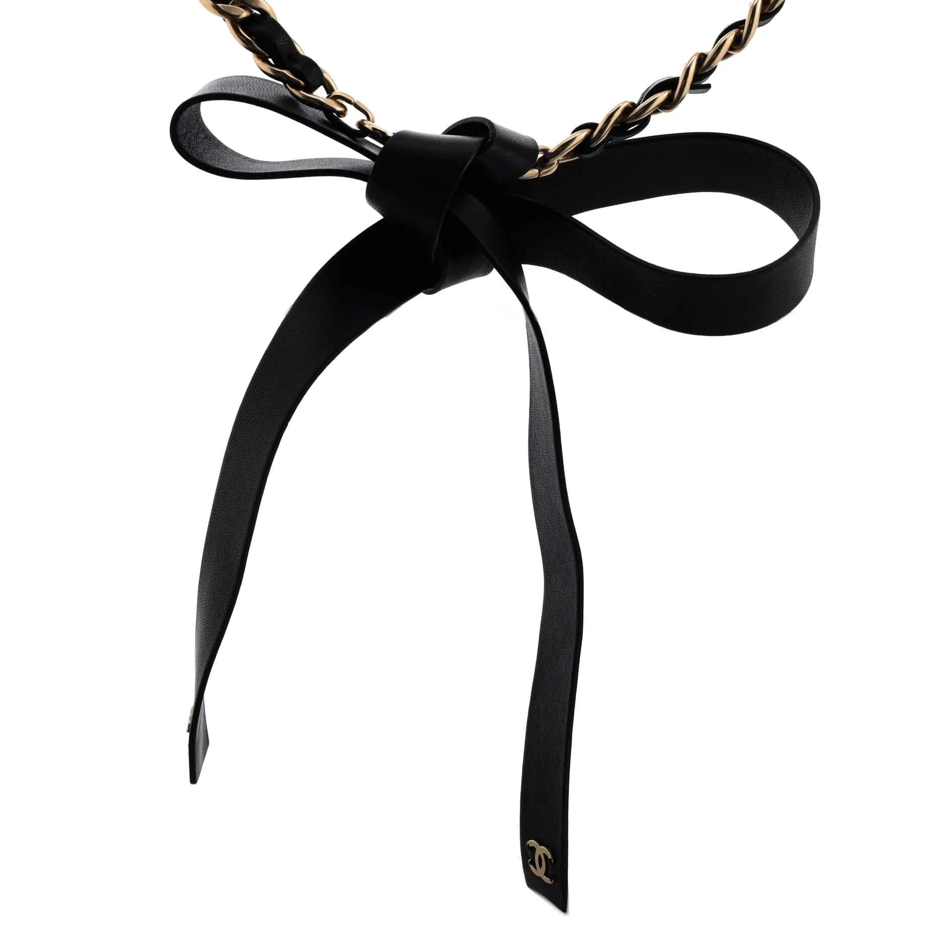 Bow Chain-Link Belt Lambskin and Metal 65