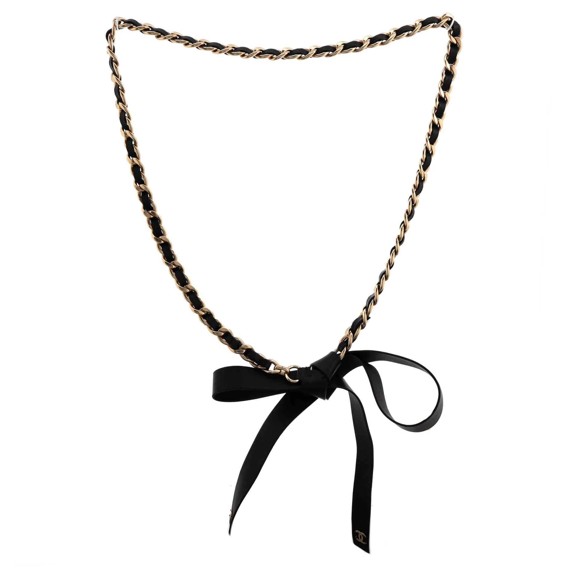 Bow Chain-Link Belt Lambskin and Metal 65
