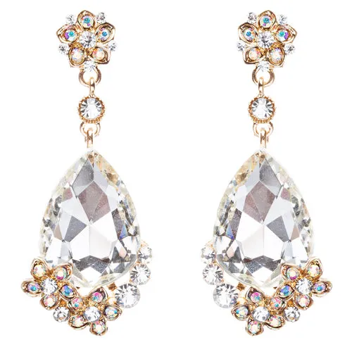 Bridal Wedding Jewelry Crystal Rhinestone Gorgeous Dangle Drop Design E789 Gold