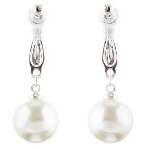 Bridal Wedding Jewelry Crystal Rhinestone Pearl Simple Dangle Earrings E975 SV