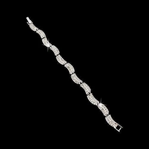 Bridal Wedding Jewelry Crystal Rhinestone Simple Classic Light Swirl Bracelet SV