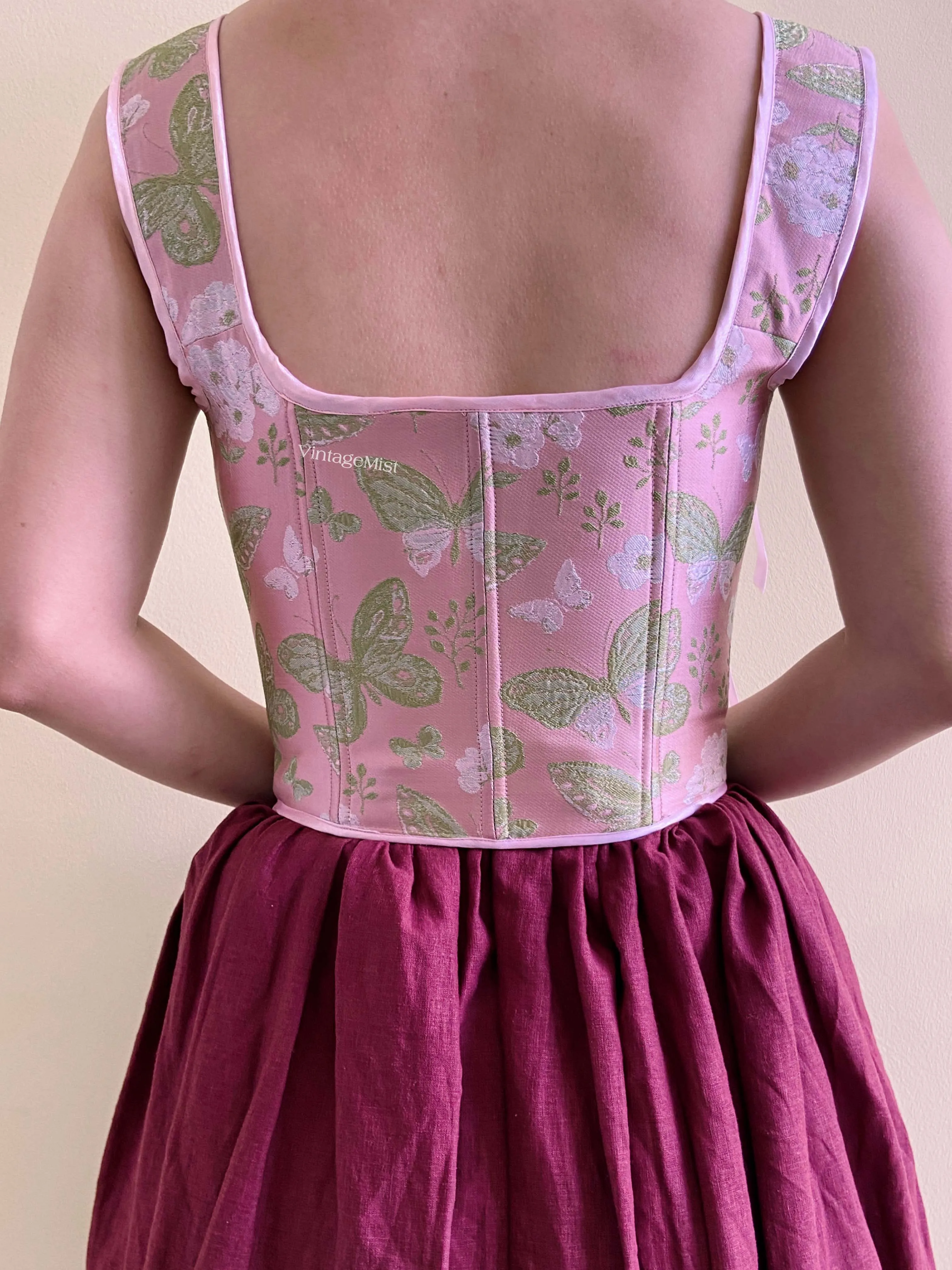 Butterfly Floral Print Corset Bodice Stays
