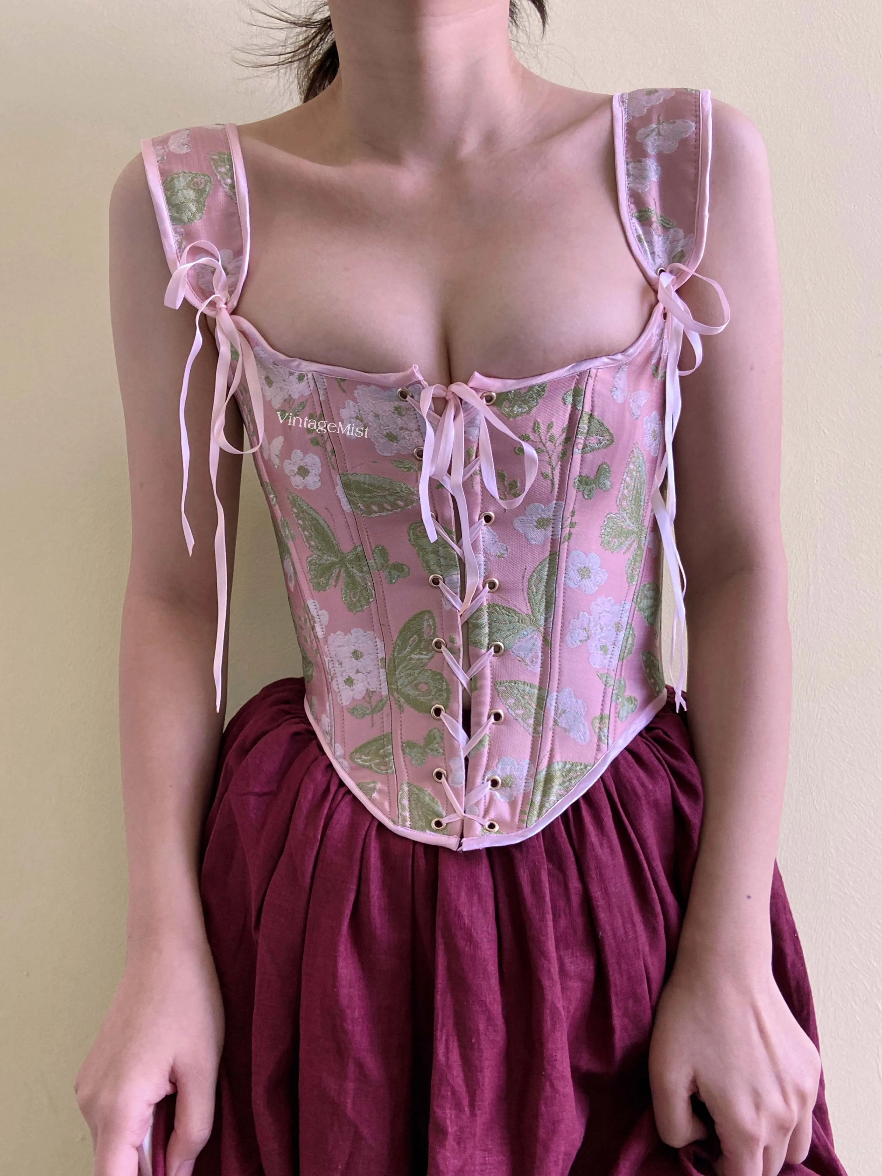 Butterfly Floral Print Corset Bodice Stays