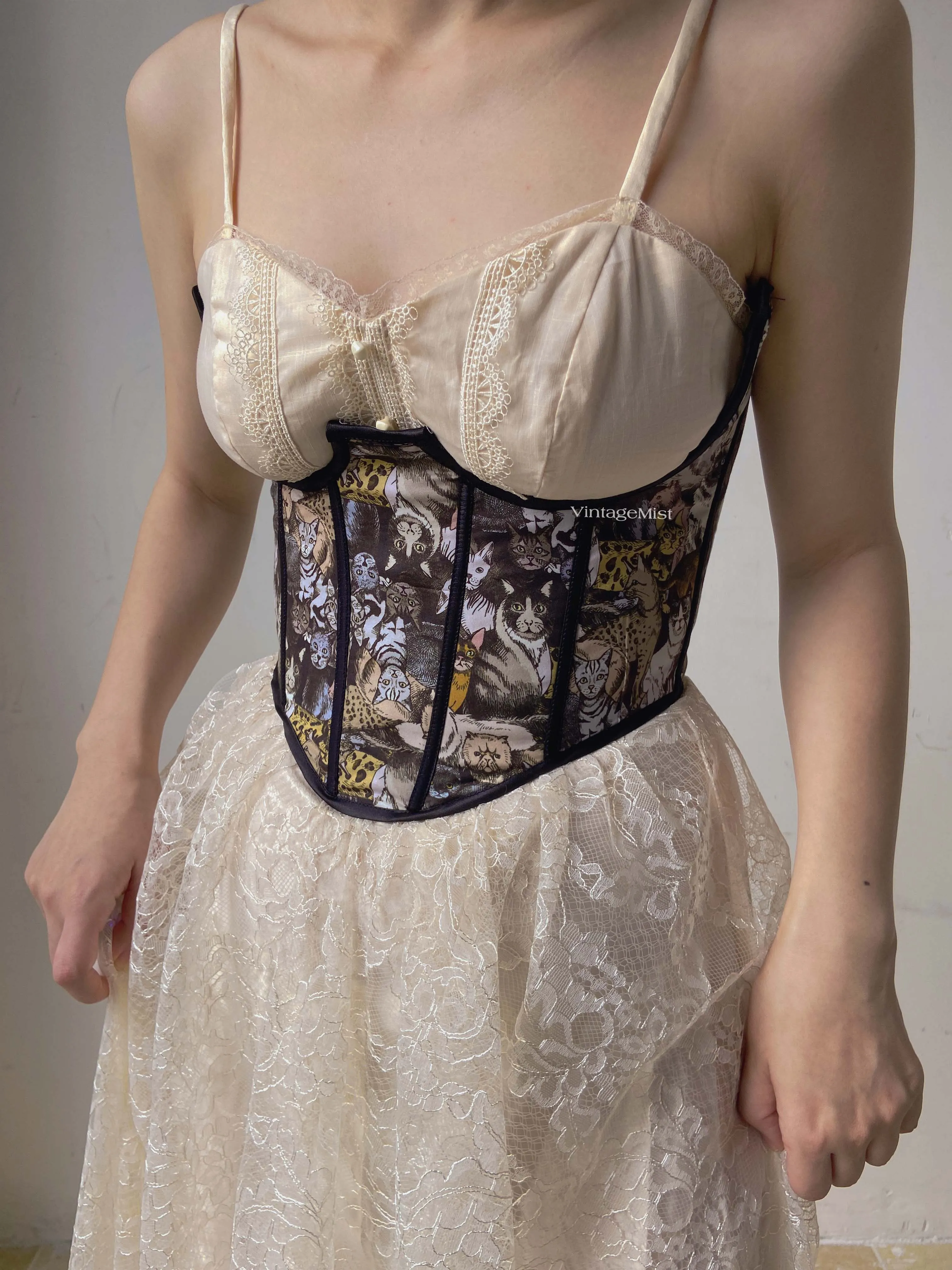 Cat Printed Corset Top