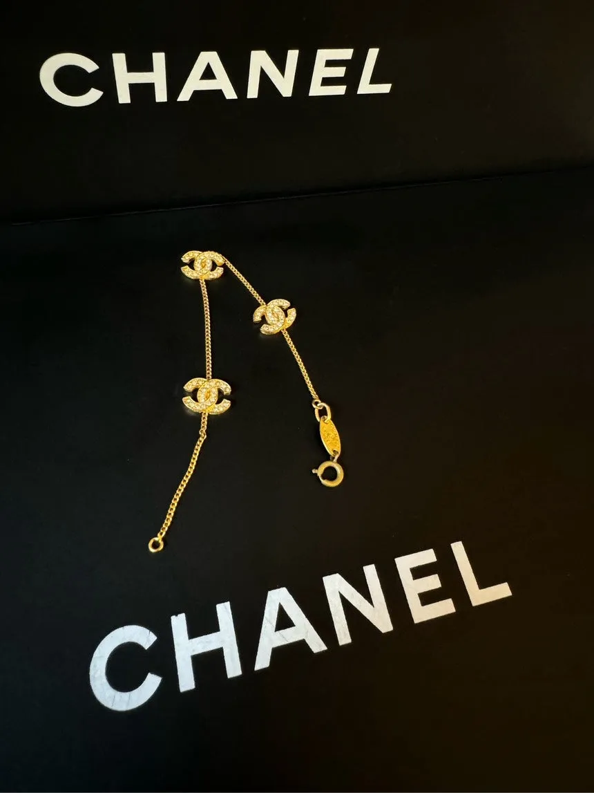 Chanel CC Gold Rhinestone Bracelet