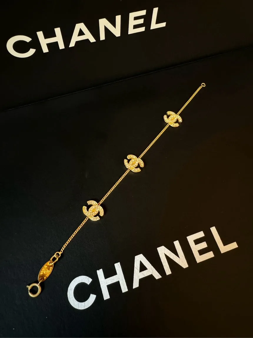 Chanel CC Gold Rhinestone Bracelet