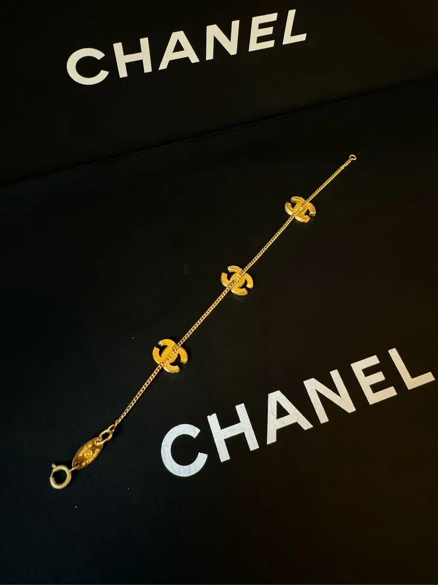 Chanel CC Gold Rhinestone Bracelet