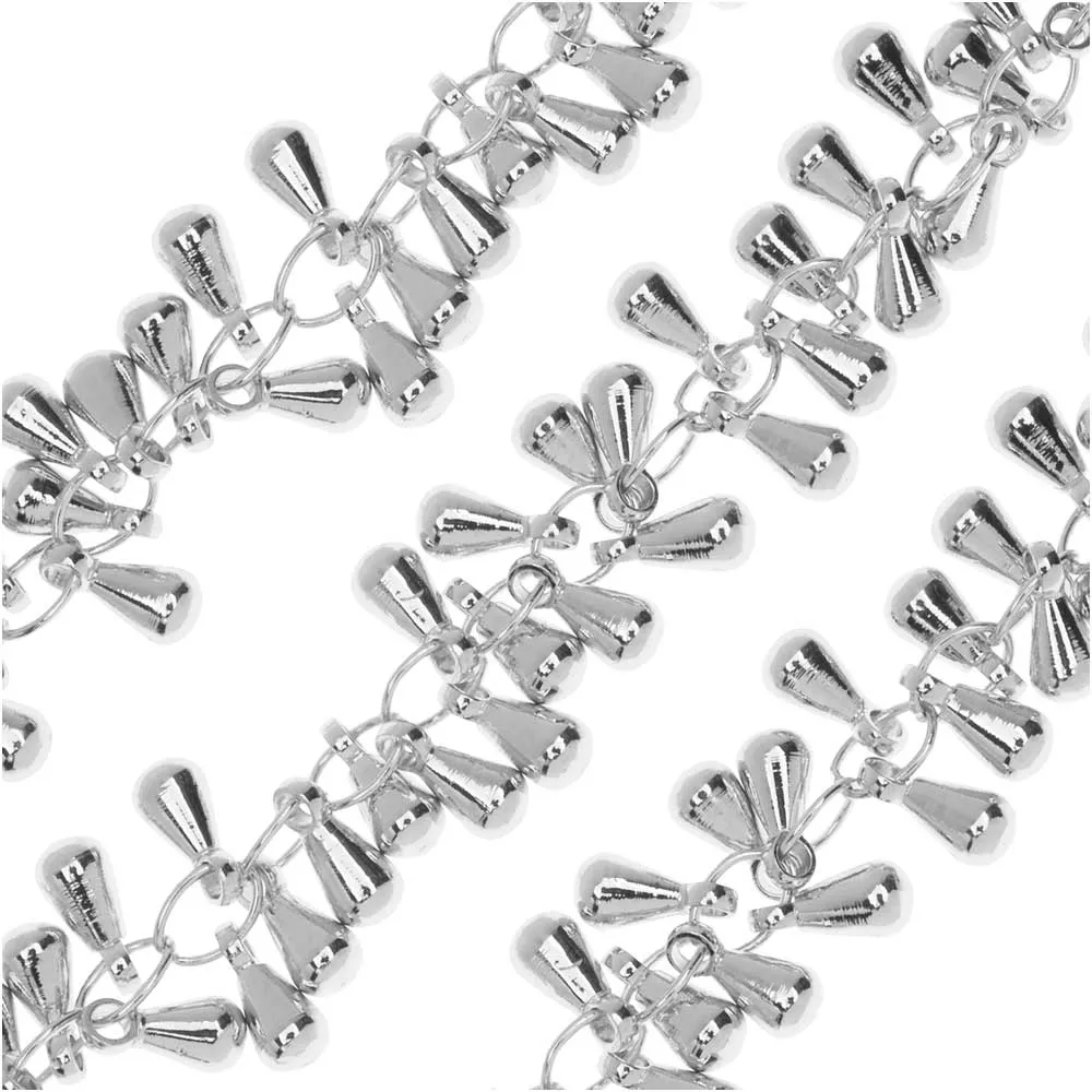 Charm Chain, Teardrop Bauble Links 7mm, Silver Tone (1 inch)