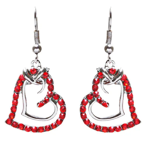 Charming Valentine Theme Fashion Crystal Rhinestone Heart Earrings E906 Red