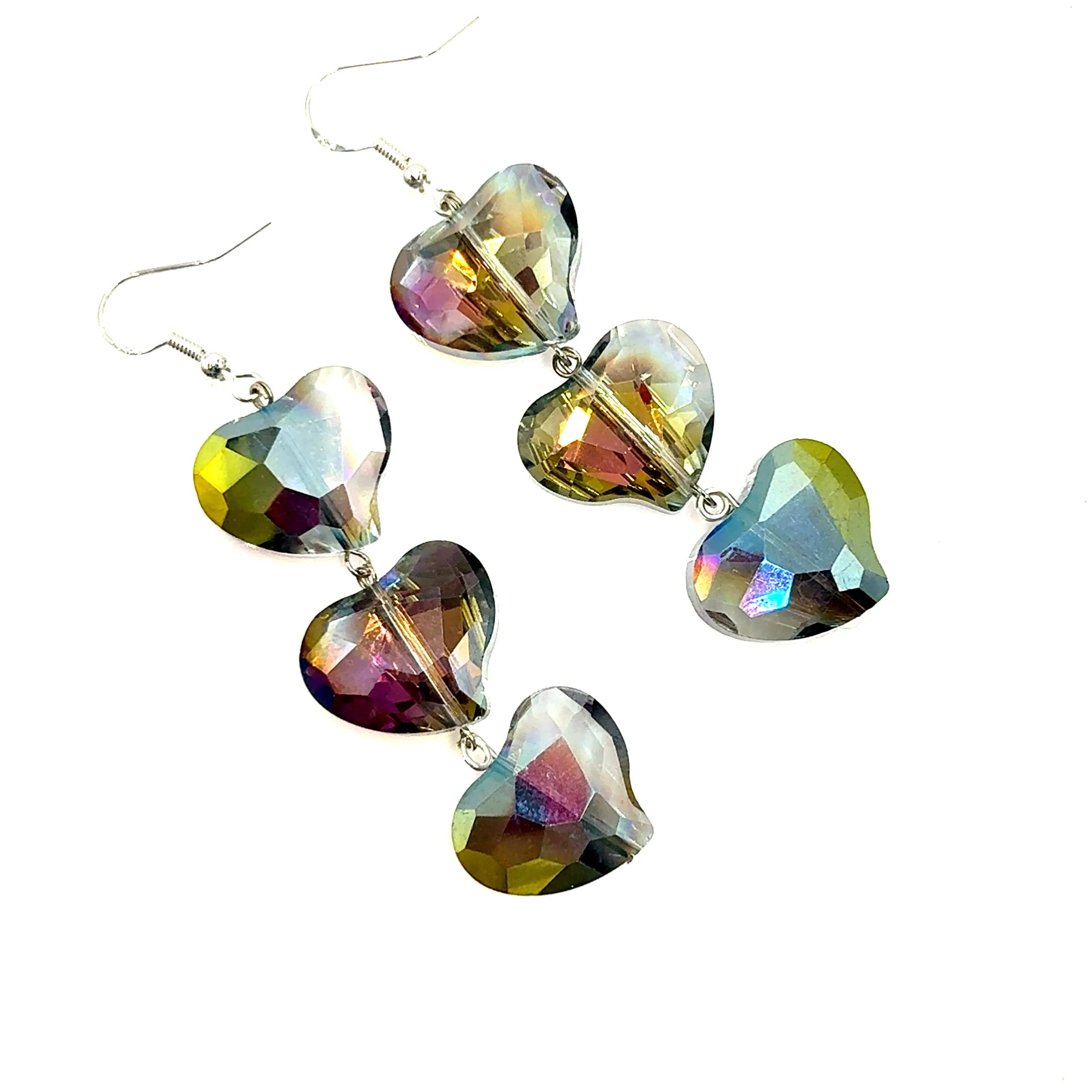 Crystal Heart Sterling Silver Dangle Earring