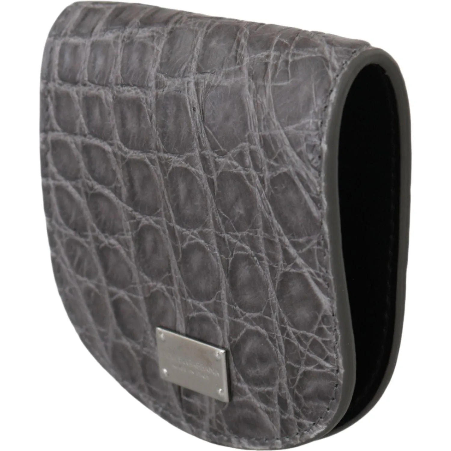 Dolce & Gabbana Exotic Gray Leather Condom Case Wallet
