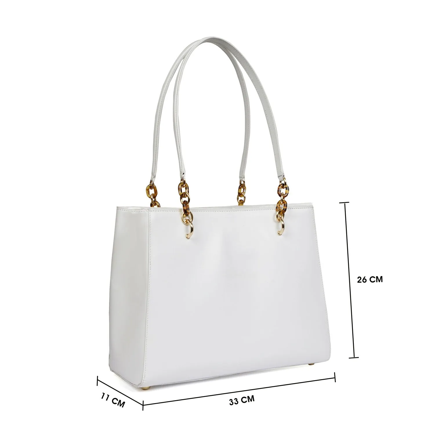 Exotic White Ladies Handbag in Genuine Leather