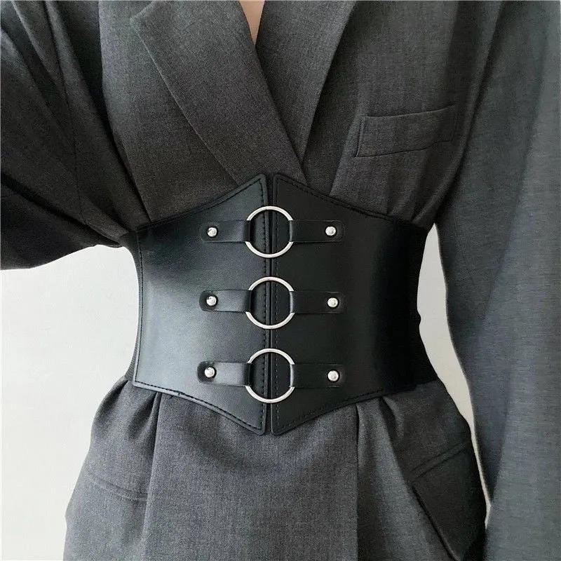 Fashion Solid Color Pu Leather Alloy Women's Corset Belts