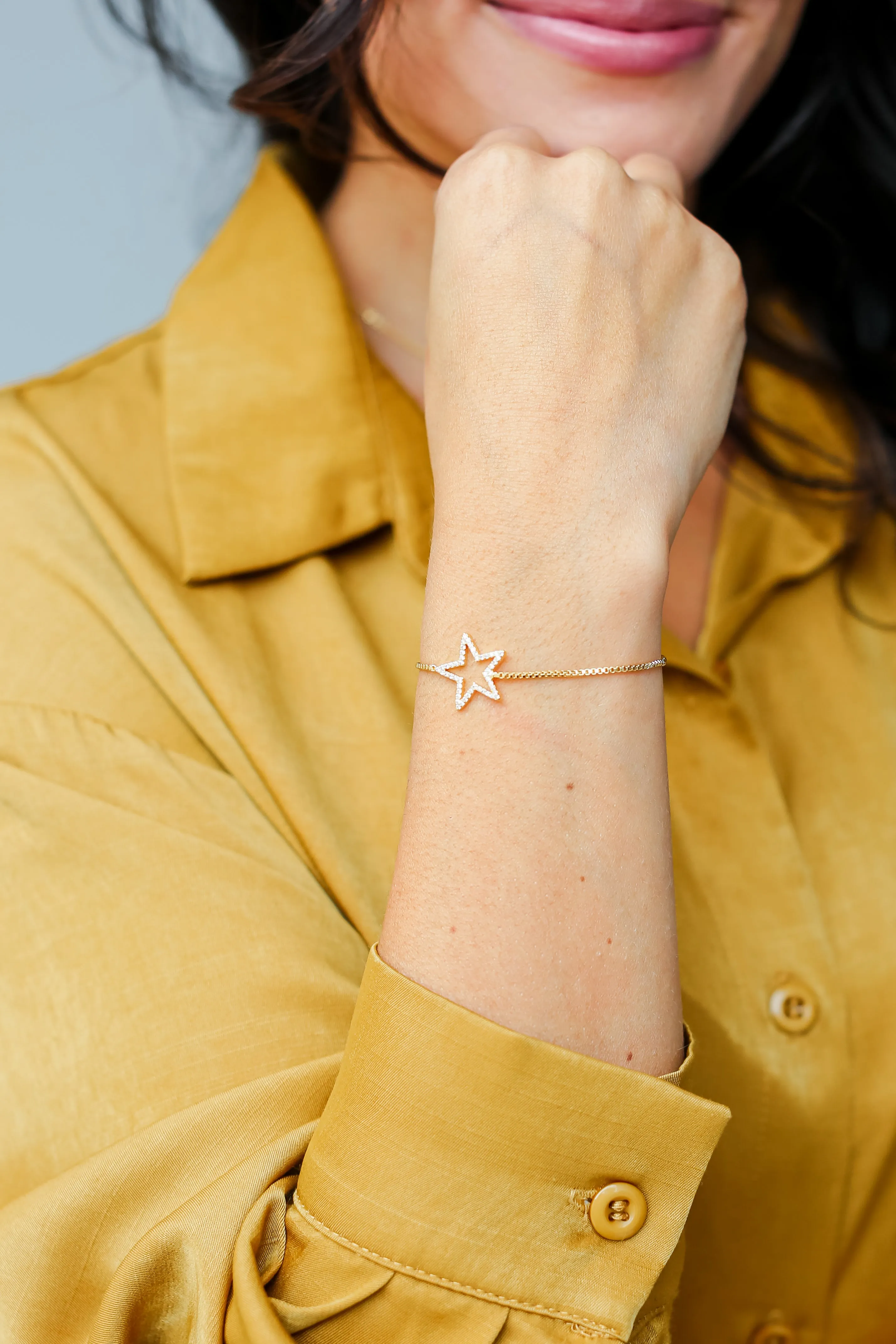 FINAL SALE - Lilah Gold Rhinestone Star Charm Bracelet
