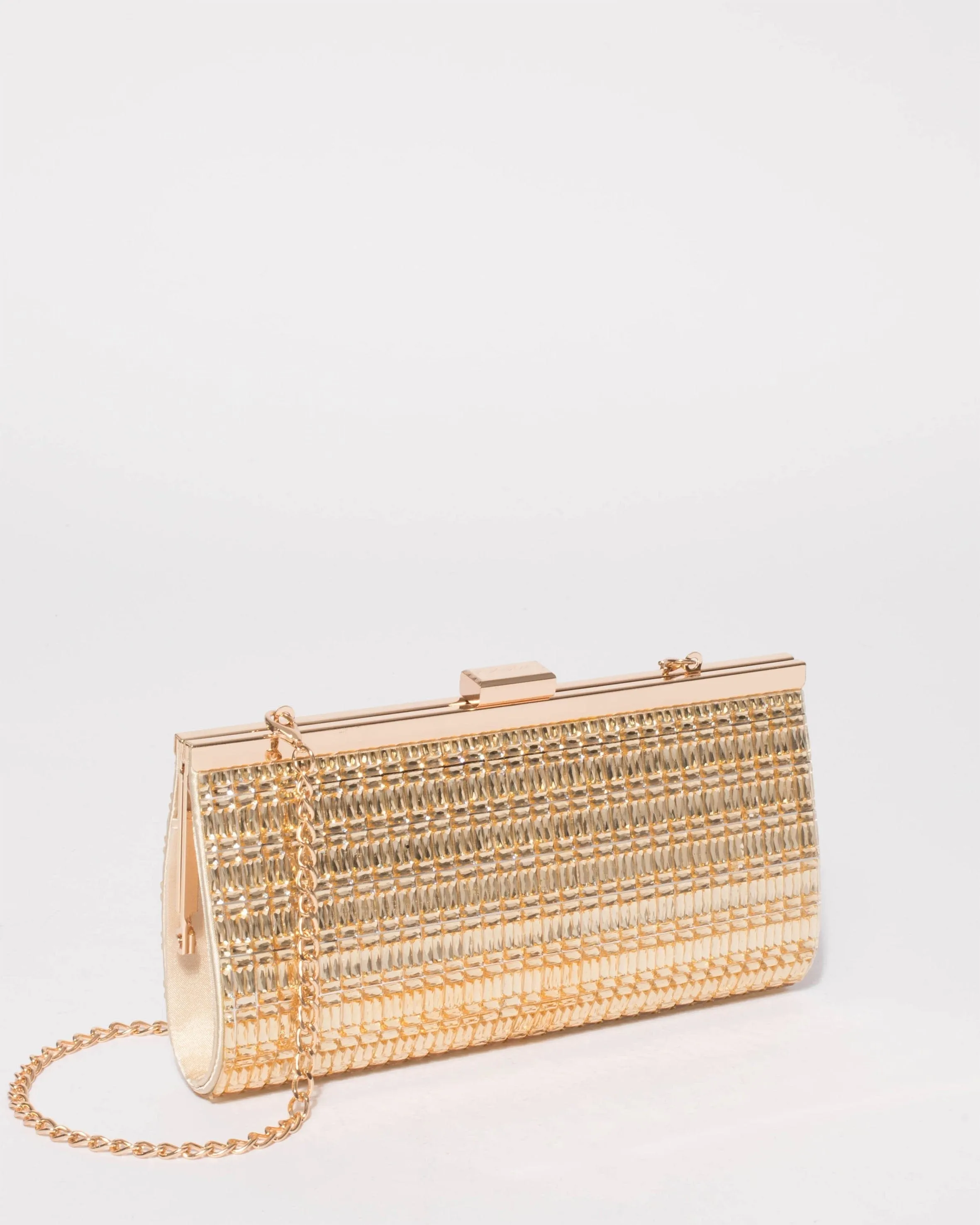 Gold Embellished Liza Sparkle Clutch Bag
