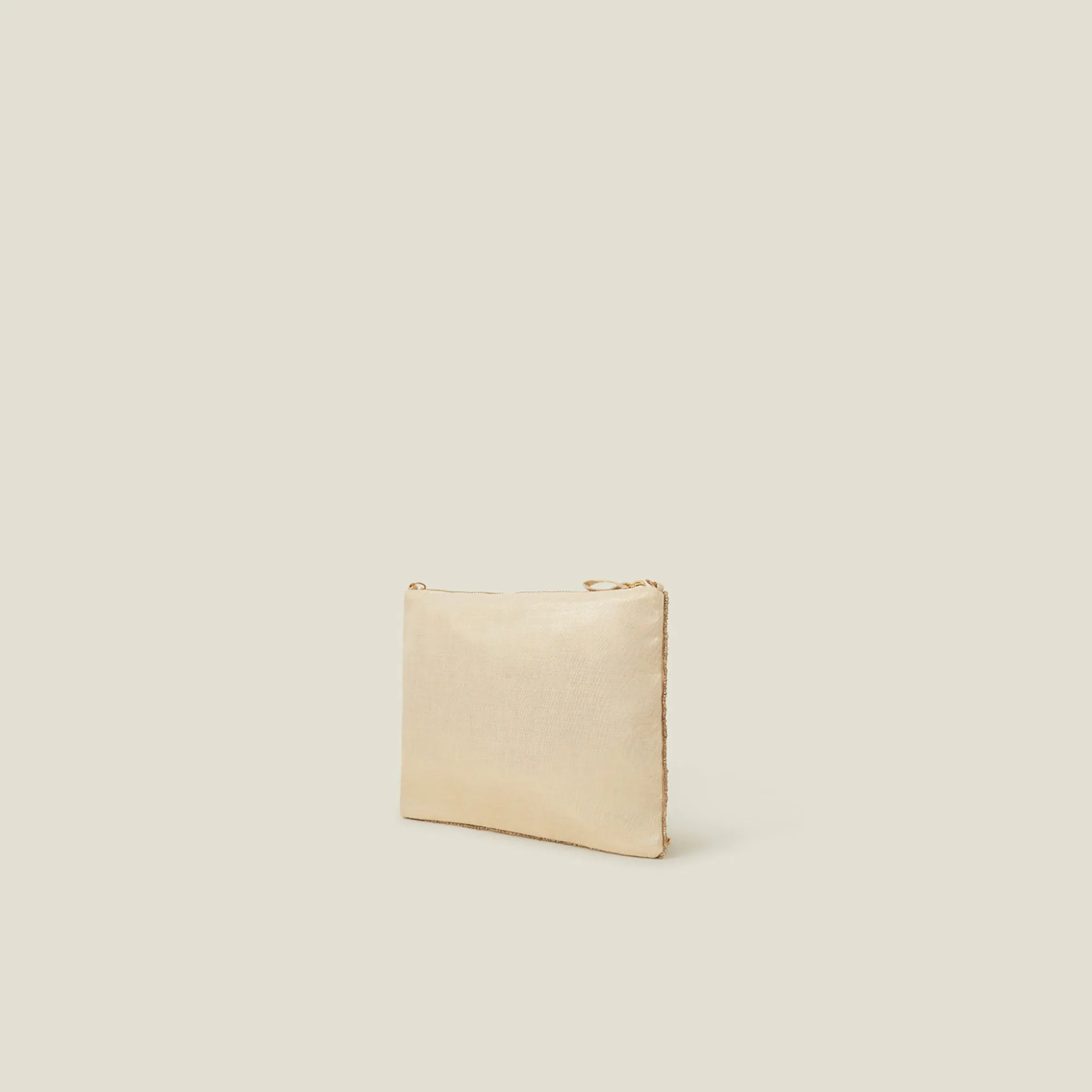 Gold Sequin Bow Zip Top Clutch Bag