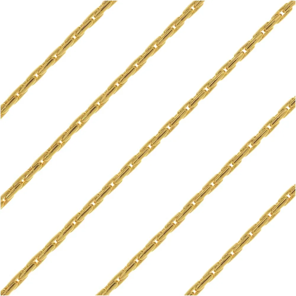 Gold Tone Fine Snake Beading Chain 1.25mm, by the Foot