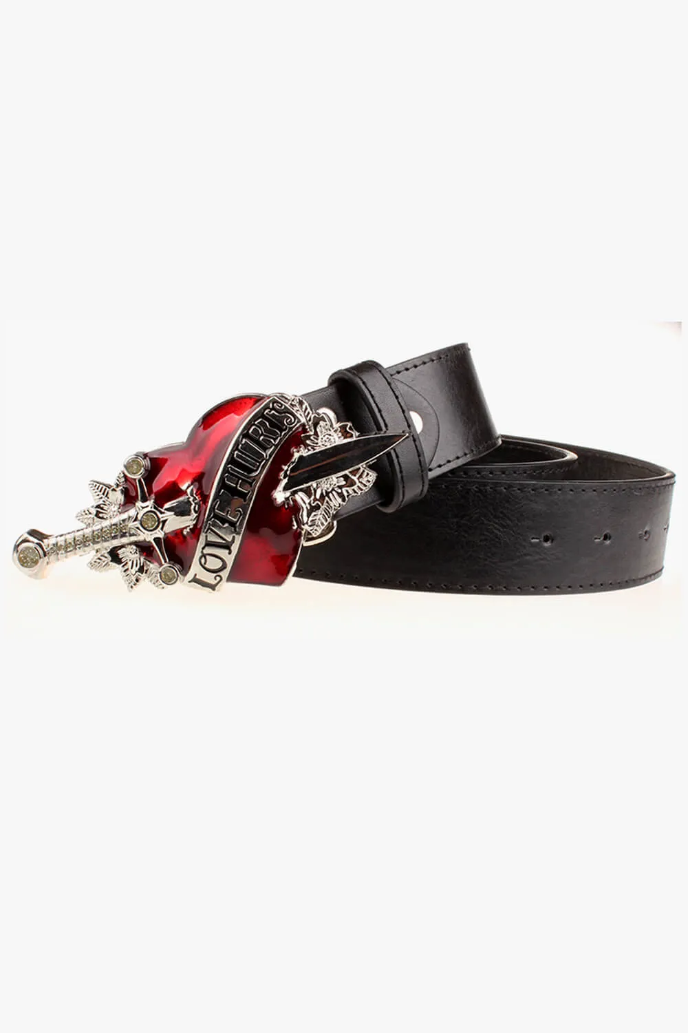 Love Hurts Belt Sword and Heart Buckle