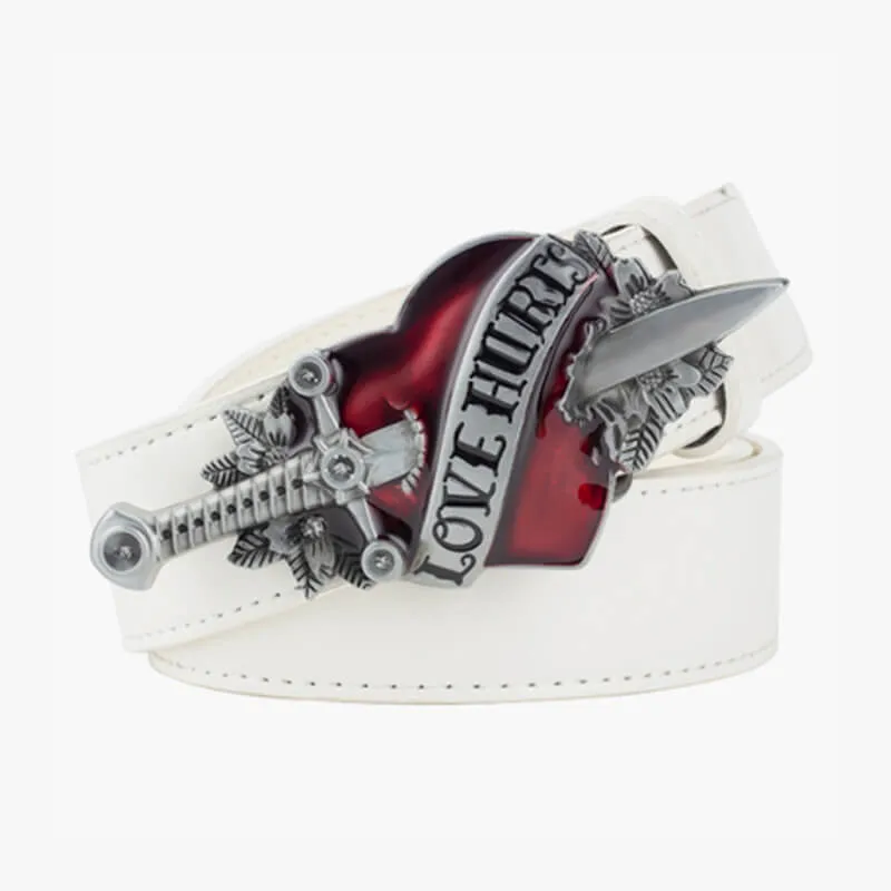 Love Hurts Belt Sword and Heart Buckle