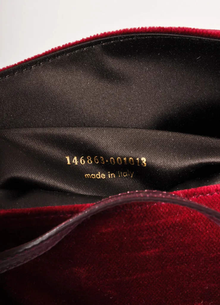 Maroon and Gold Embellished Velvet Clutch With Shoulder Strap