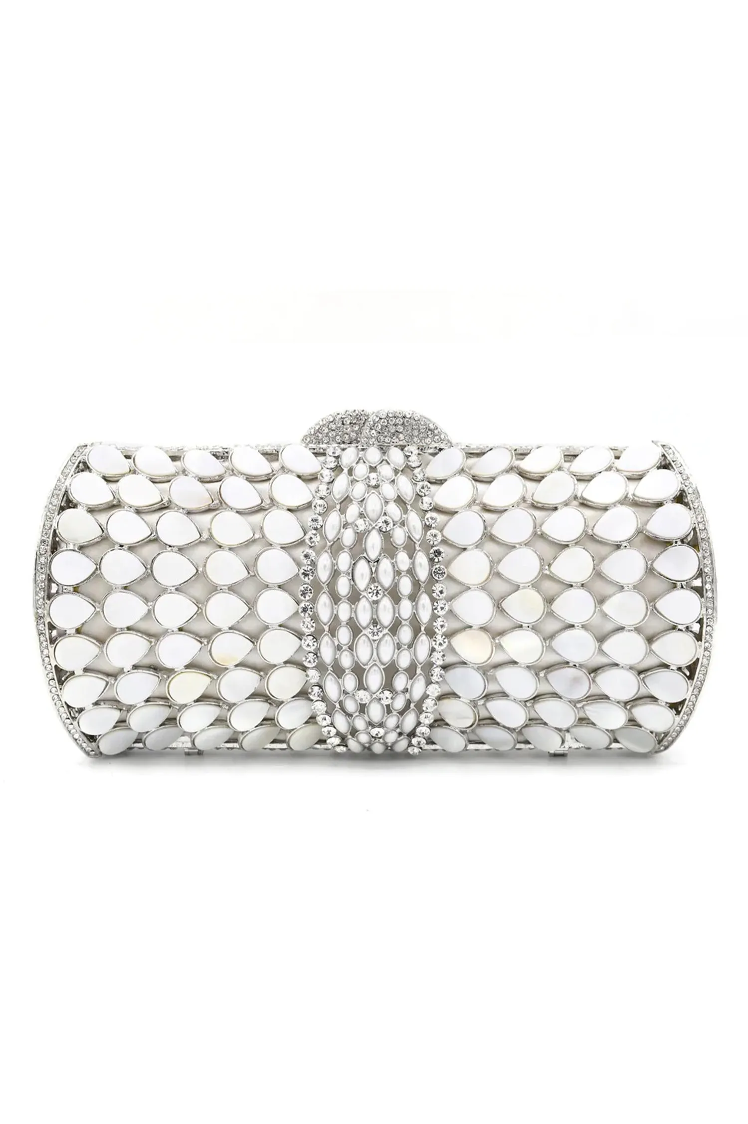 MOTHER OF PEARL CLUTCH-SILVER