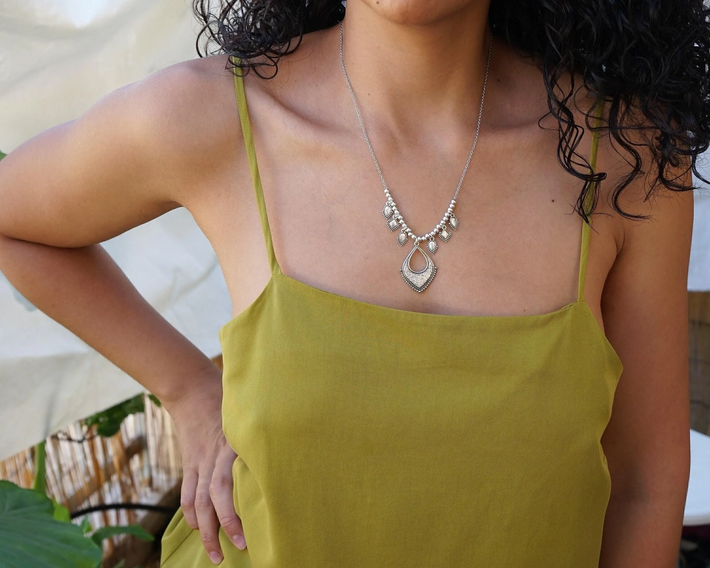 Silver Chandelier Rhombus Necklace