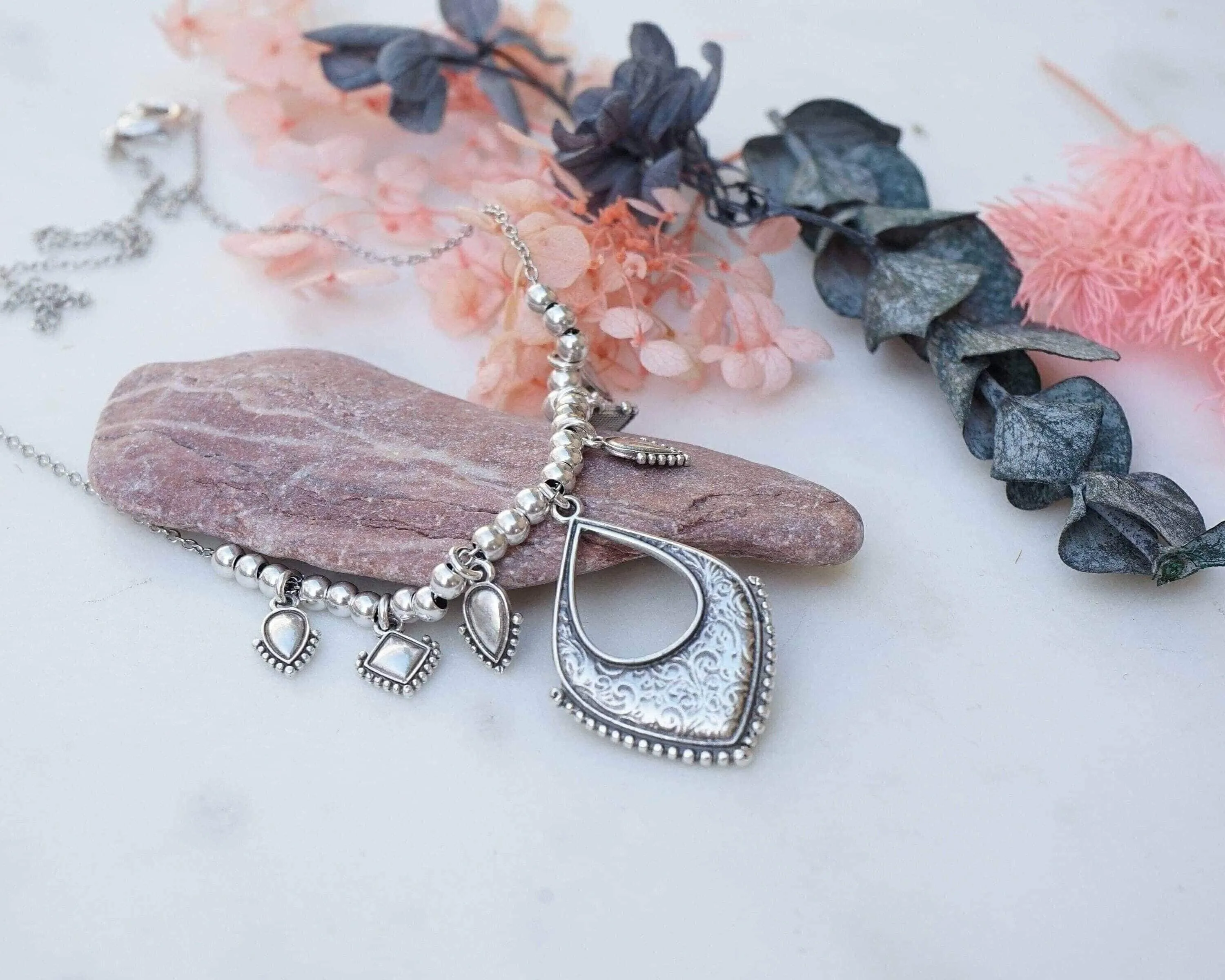 Silver Chandelier Rhombus Necklace