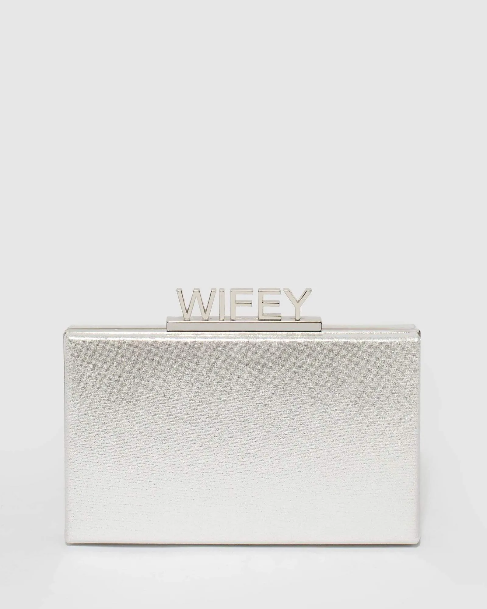 Silver Wifey Embellished Clutch Bag