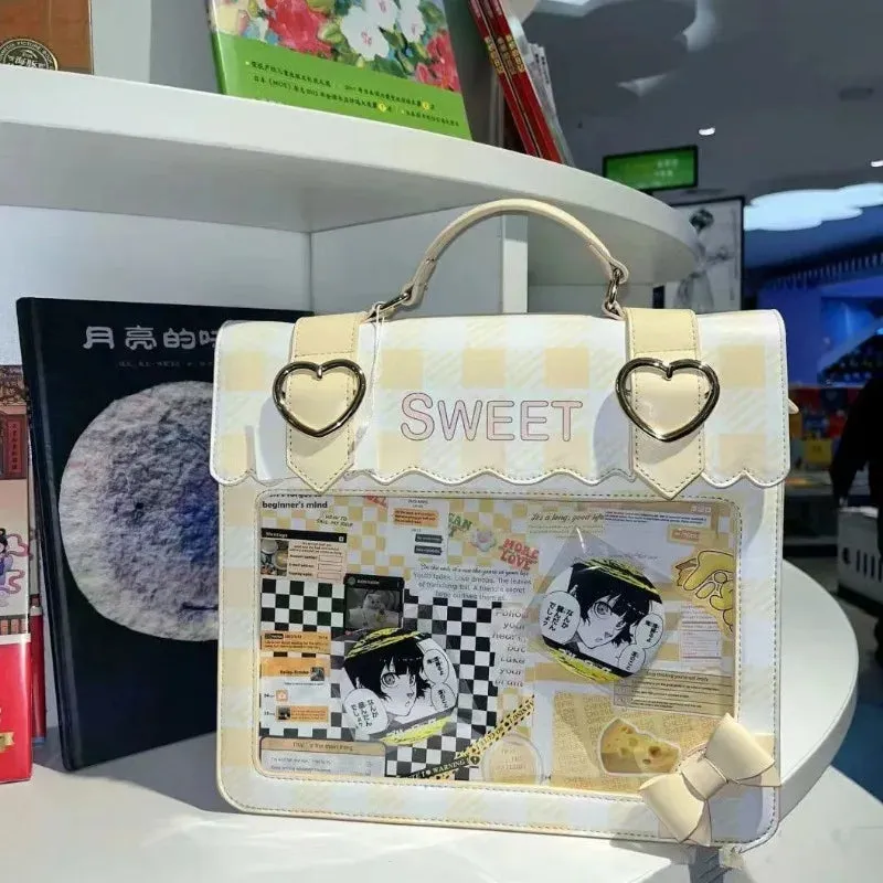 Uakiss Cute Womens Backpack Small Plaid Sweet Luxury Designer Fashion Casual Backpacks College Style Kawaii Female Aesthetic Bags