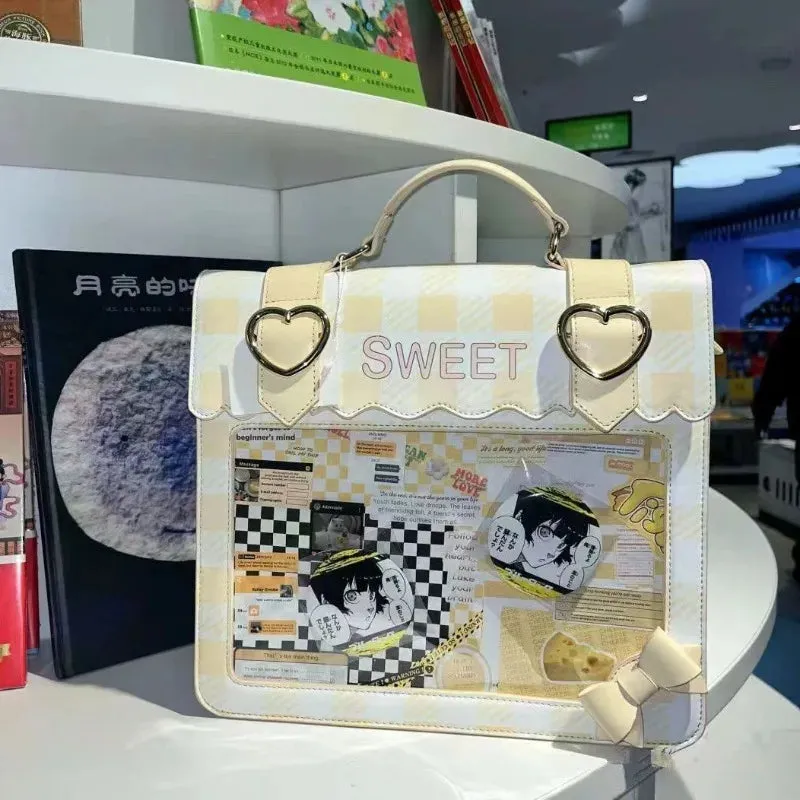 Uakiss Cute Womens Backpack Small Plaid Sweet Luxury Designer Fashion Casual Backpacks College Style Kawaii Female Aesthetic Bags