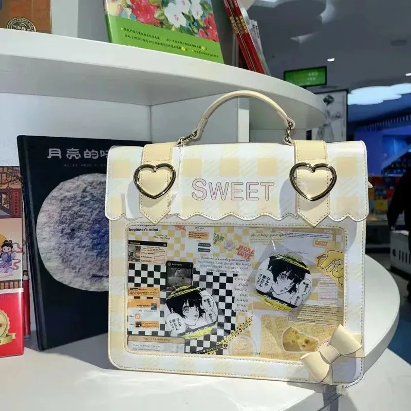 Uakiss Cute Womens Backpack Small Plaid Sweet Luxury Designer Fashion Casual Backpacks College Style Kawaii Female Aesthetic Bags
