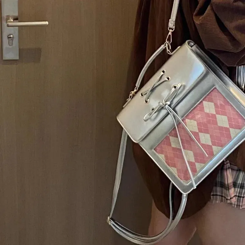Uakiss Elegant Womens Backpack Small Cute Fashion Casual Aesthetic Backpacks Solid Color Lolita Jk Designer Korean Designer Bag