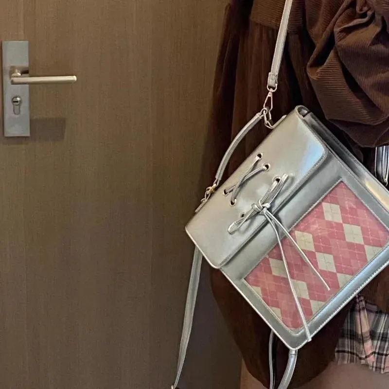 Uakiss Elegant Womens Backpack Small Cute Fashion Casual Aesthetic Backpacks Solid Color Lolita Jk Designer Korean Designer Bag