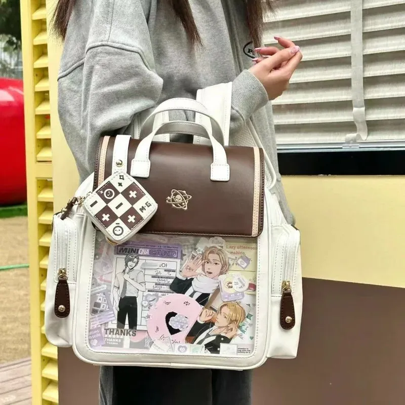 Uakiss Fashion Womens Backpack College Style Transparent Casual Backpacks Lolita Jk Cute Daily All-match Designer Female Ita Bag