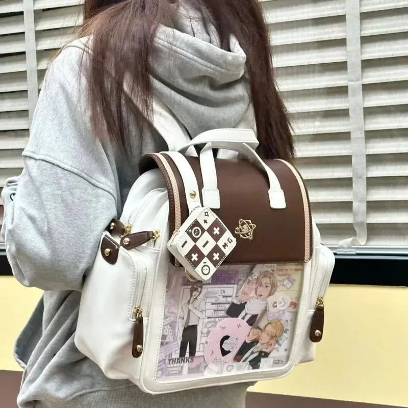 Uakiss Fashion Womens Backpack College Style Transparent Casual Backpacks Lolita Jk Cute Daily All-match Designer Female Ita Bag
